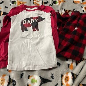 Red and White Bear Print Kids Pajamas